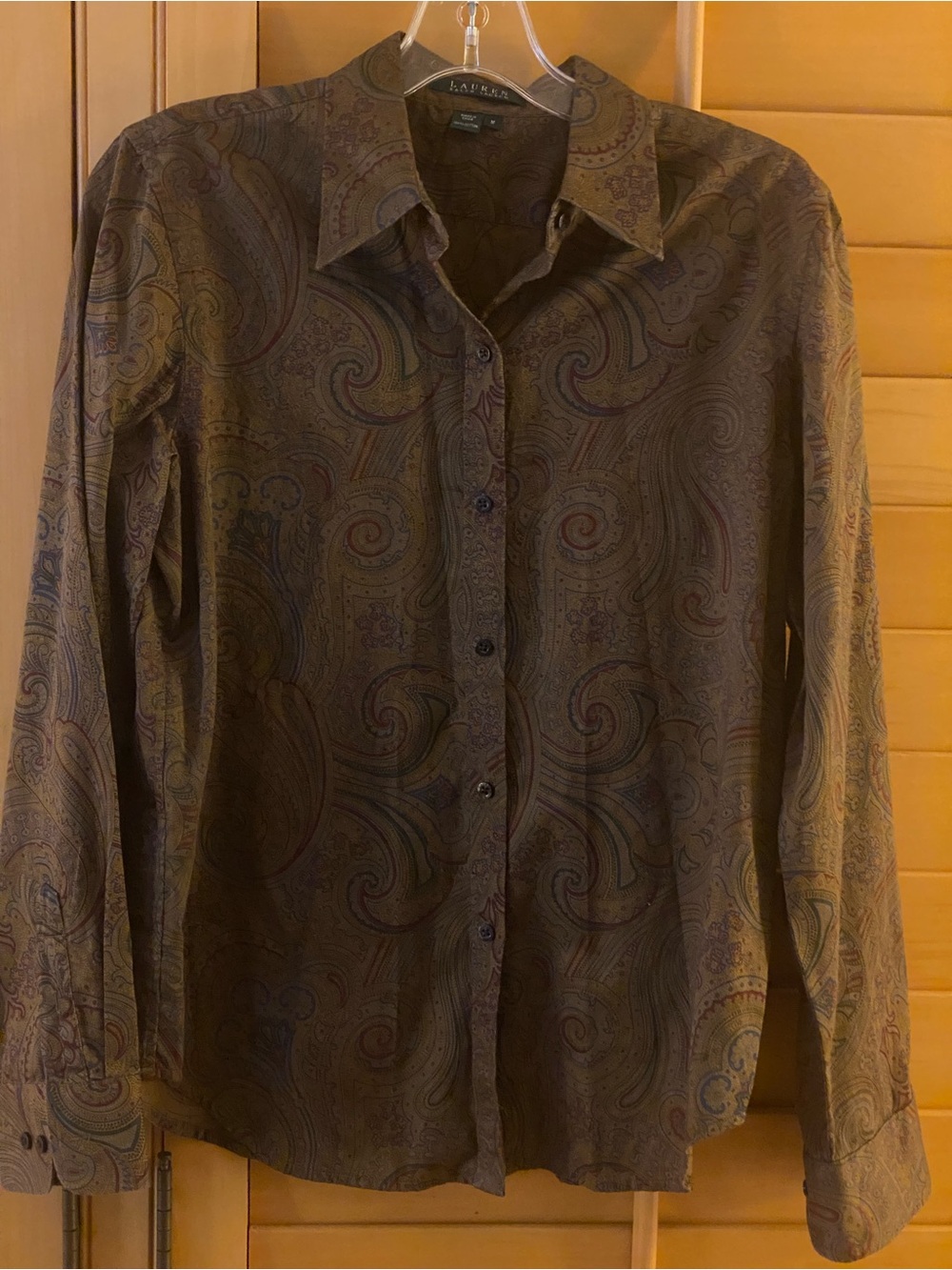 Ralph Lauren Cotton Paisley Button up Blouse sz Med